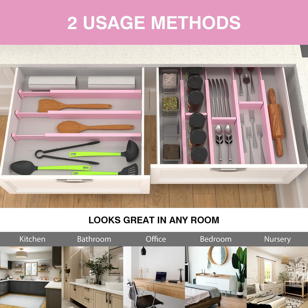 ANTOWIN Expandable Bamboo Drawer Dividers, Fits 17.6-21.6" Drawers