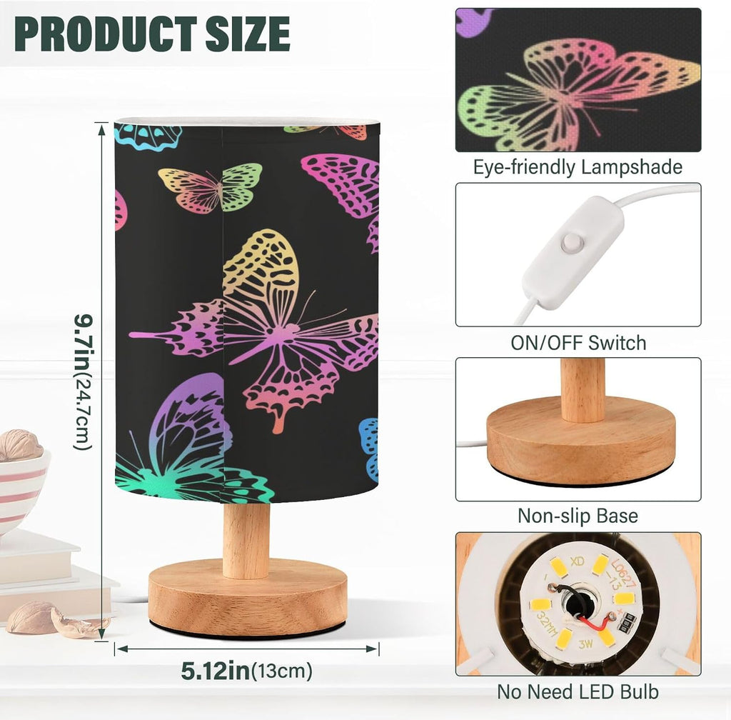 Fantasy Rainbow Butterfly LED Table Lamp with USB Port Rechargeable Lamps Bedroom Lamps for Nightstand Living Room Dorm Home Office Desk