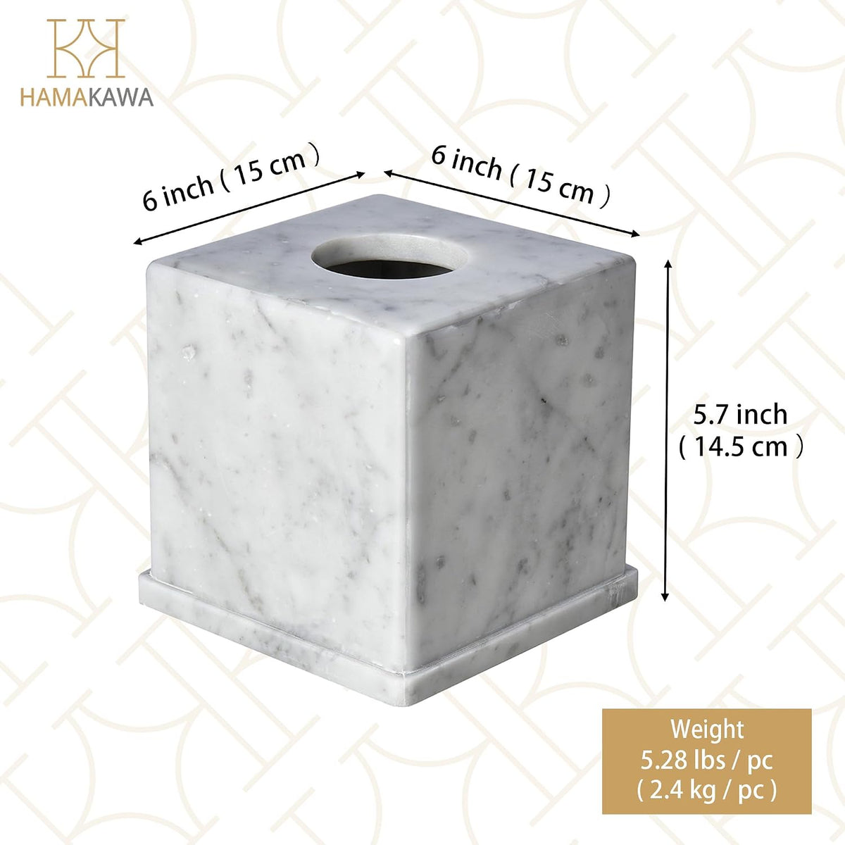 Natural Marble Tissue Box Cover, Carrara White Tissue Organizer
