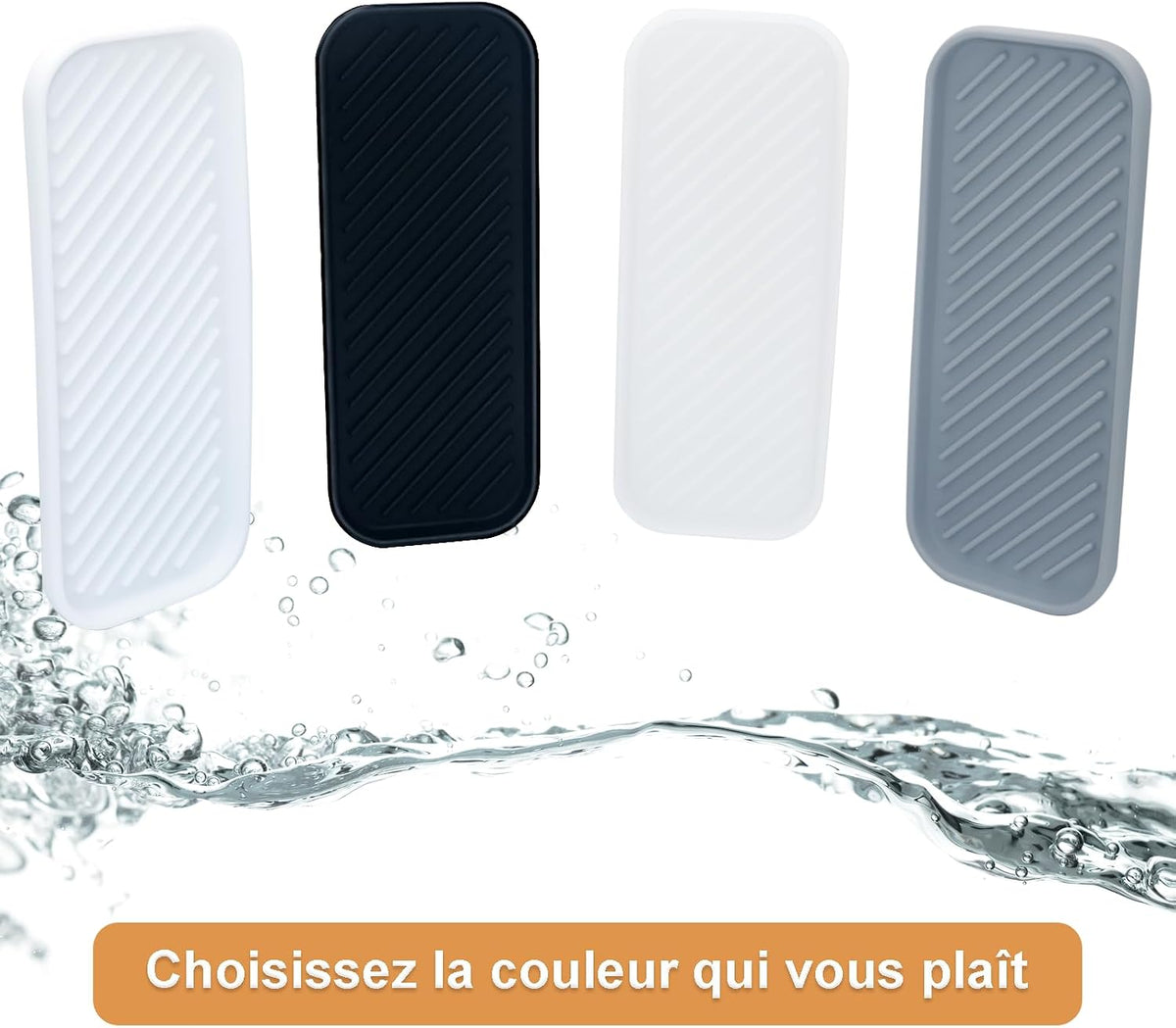 Silicone Organizer Tray, Soap and Sponge Holder for Kitchen Sink, Bathroom - Storage Tray for Dish Brush, Soap Dispenser, Dishwashing Accessories- 2 Pack (Clear)