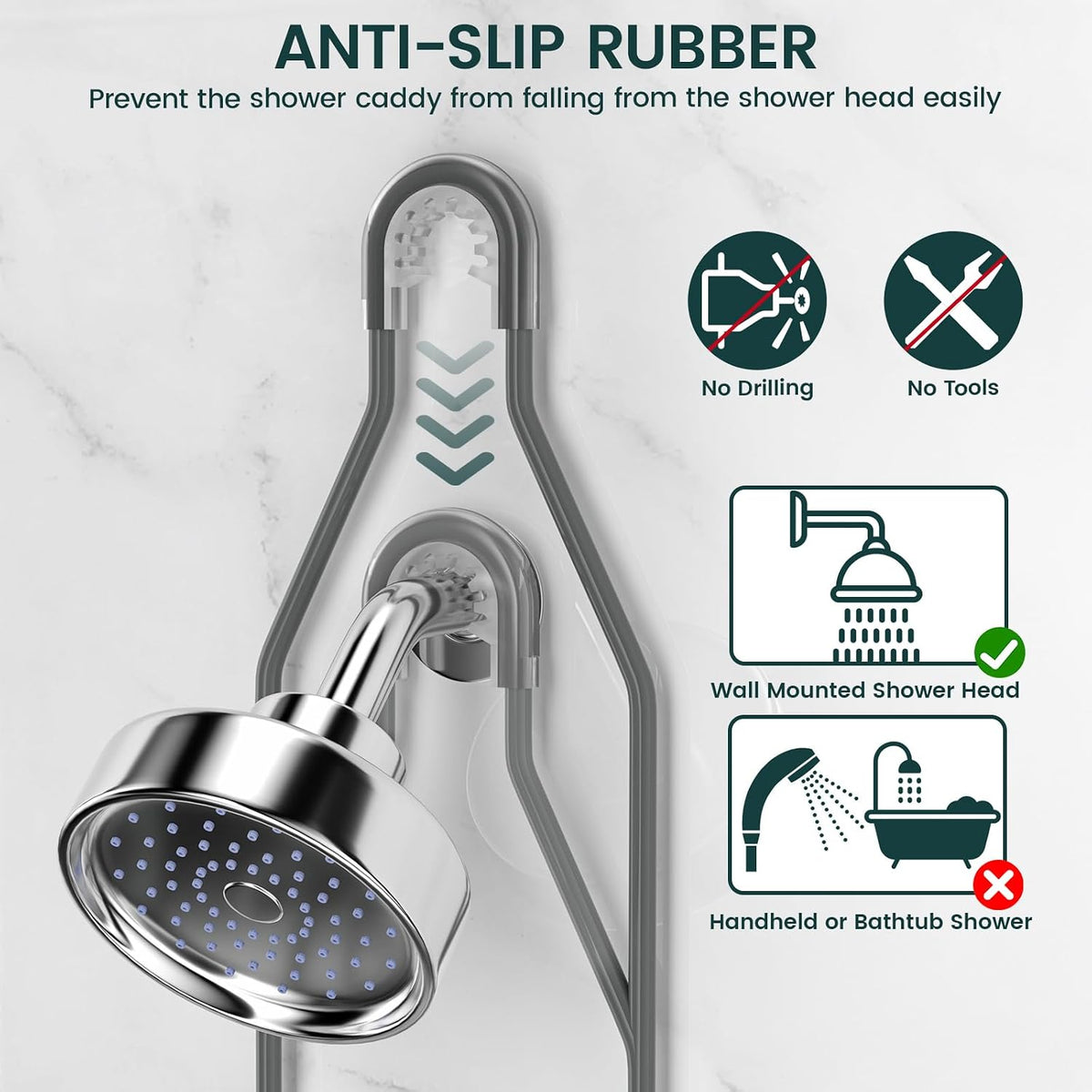 REINHARDT Adjustable Shower Caddy Hanging Rustproof Shower Organizer, Grey