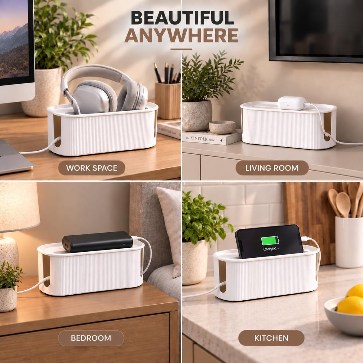 Cable Management Box, Desk Cord Organizer, Power Strip Holder, Floor Outlet Hider, Cable Organizer Box, Cord Organizer box, Electrical Cord Management, For Cover TV Wires, USB Hub Holder