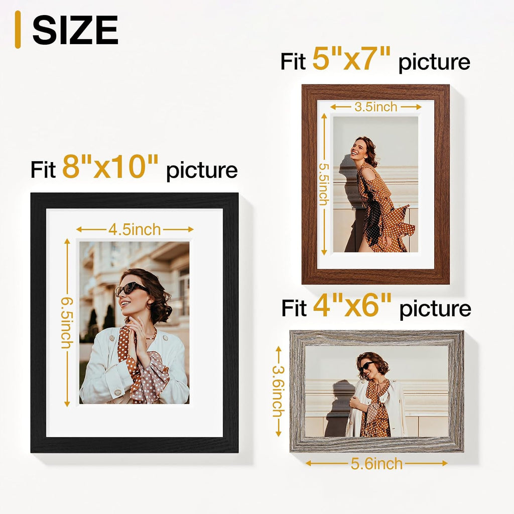 Vittanly 20 Pack Gallery Wall Frame Set, Black, Walnut Brown, Dark Grey