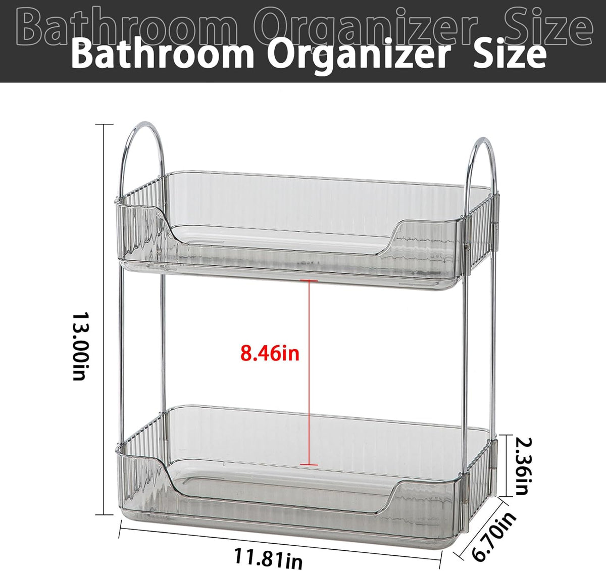 shuang qing 2 Tier Bathroom Counter Organizer Countertop Storage, Cosmetics Skincare Shelf Organizer, Makeup Organizer Perfume for Dresser Vanity Tray, Spice Rack Organizer for Kitchen (Grey)