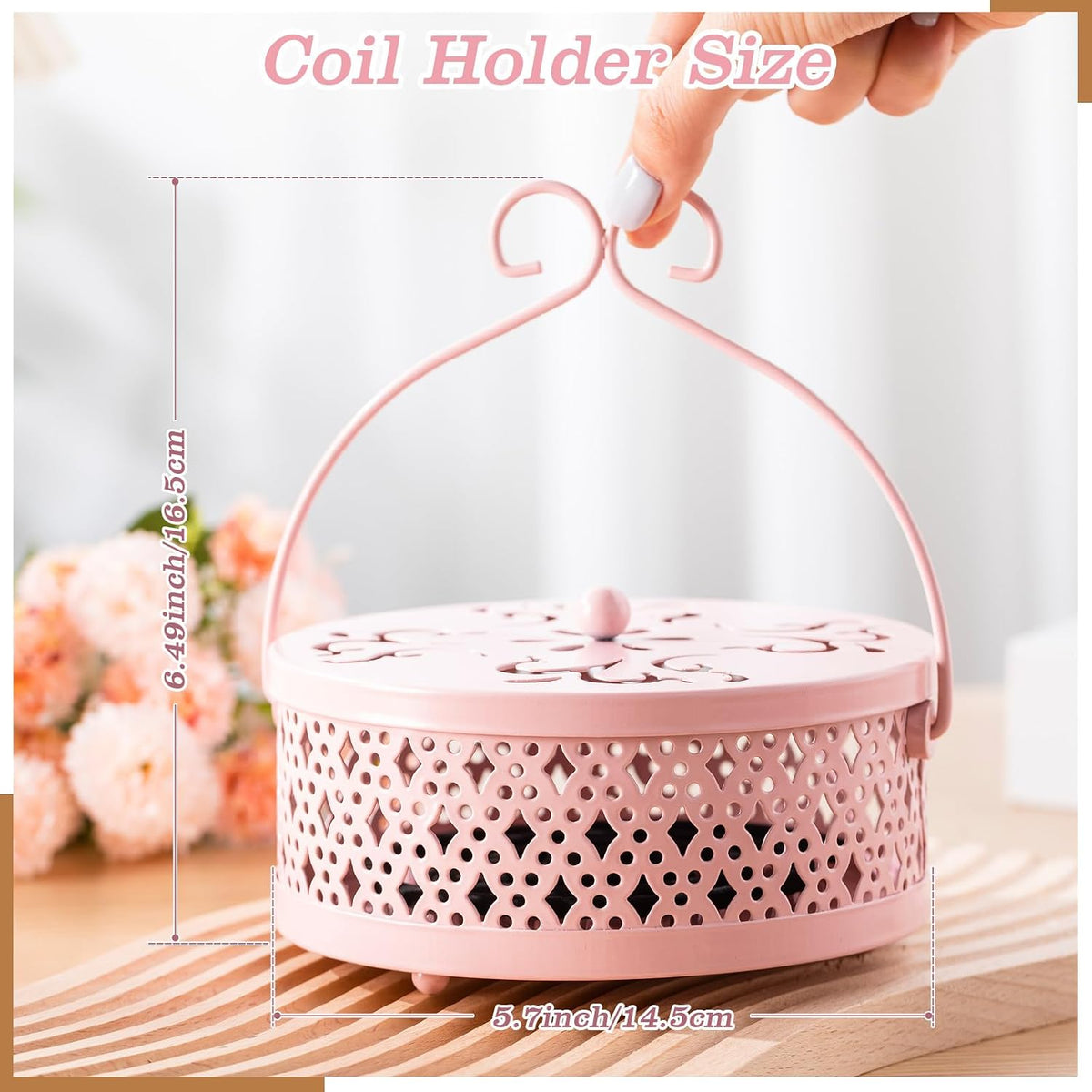 Lallisa 2 Pcs Incense Coil Holder Set, Metal Incense Burner, Pink