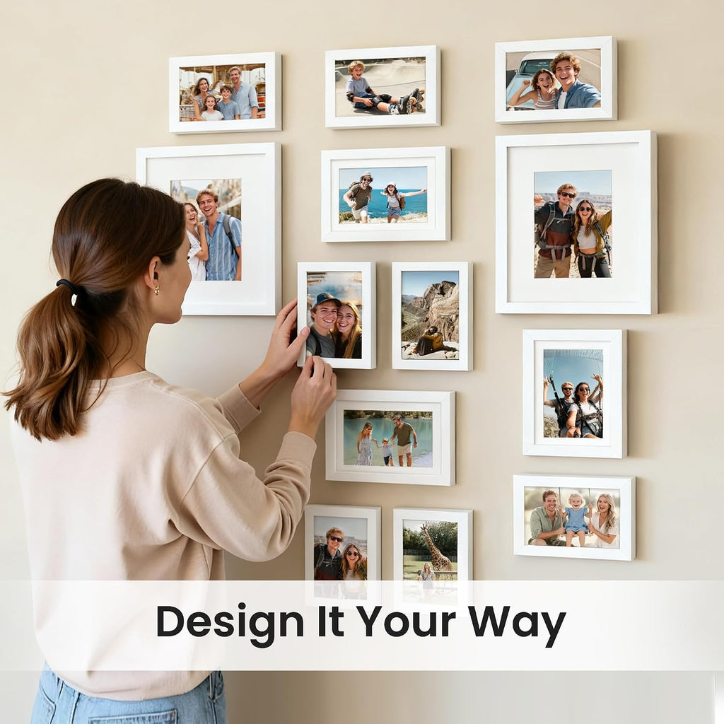 upsimples Picture Frames set of 19, Including 8x10, 5x7, 4x6 White Frame