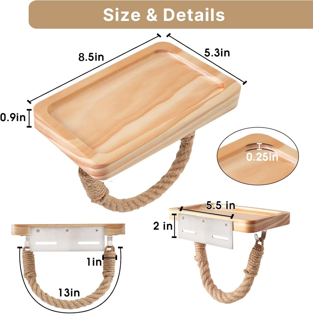Farmhouse Toilet Paper Holder with Wood Shelf Rope Bathroom Decor