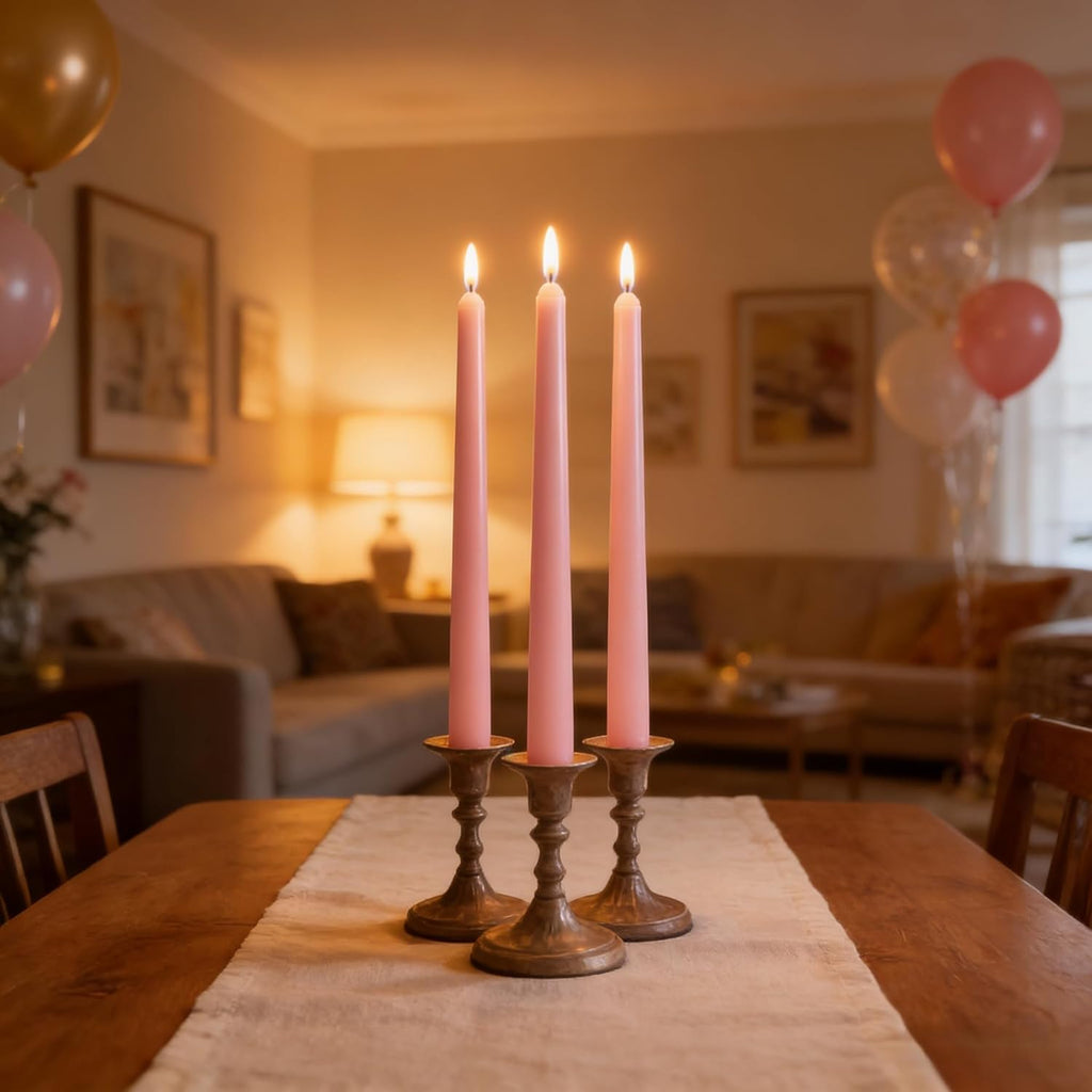 Baby Pink Elegant Taper Candles for Romantic Home Décor and Events