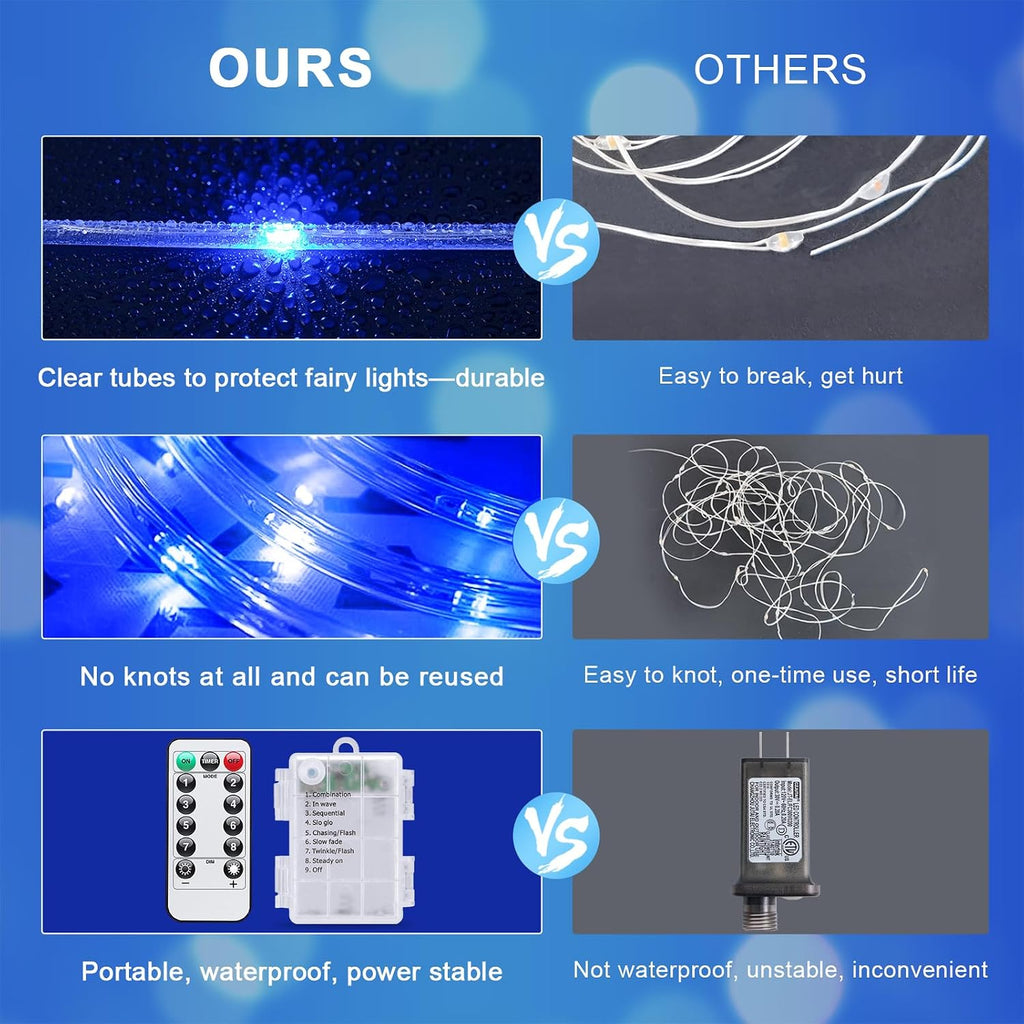 JMEXSUSS 2 Pack Rope Lights Battery Operated Christmas Lights Outdoor