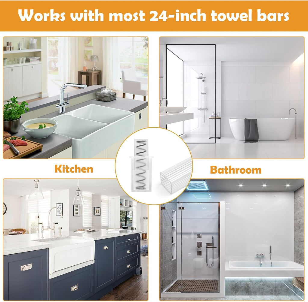 24 Inch Clear Bathroom Towel Bar Replacement Rod for Ceramic Holders