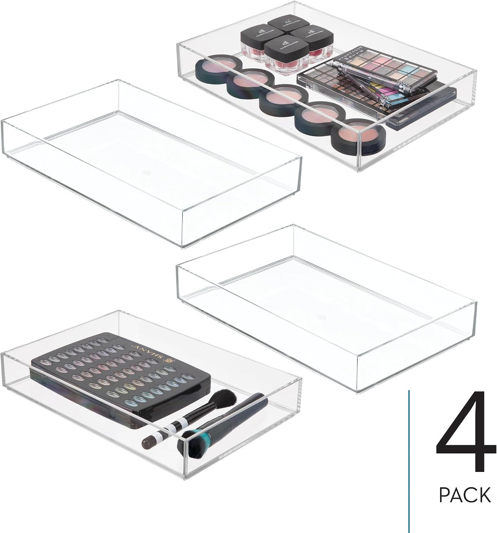 iDesign Makeup Drawer Organizer Tray, Set of 4, Clear