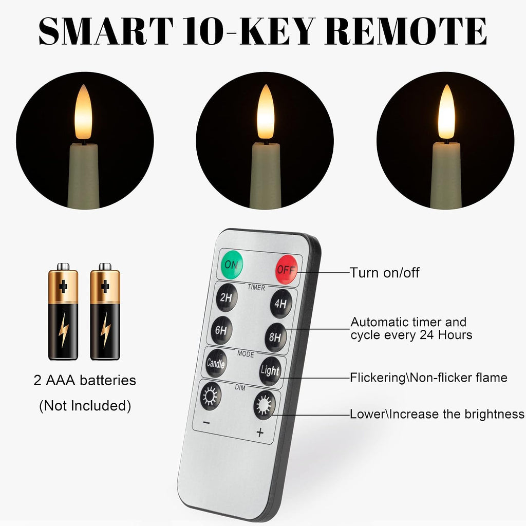 Flameless Taper Candles with Remote, 9.6" LED Candles Battery Operated