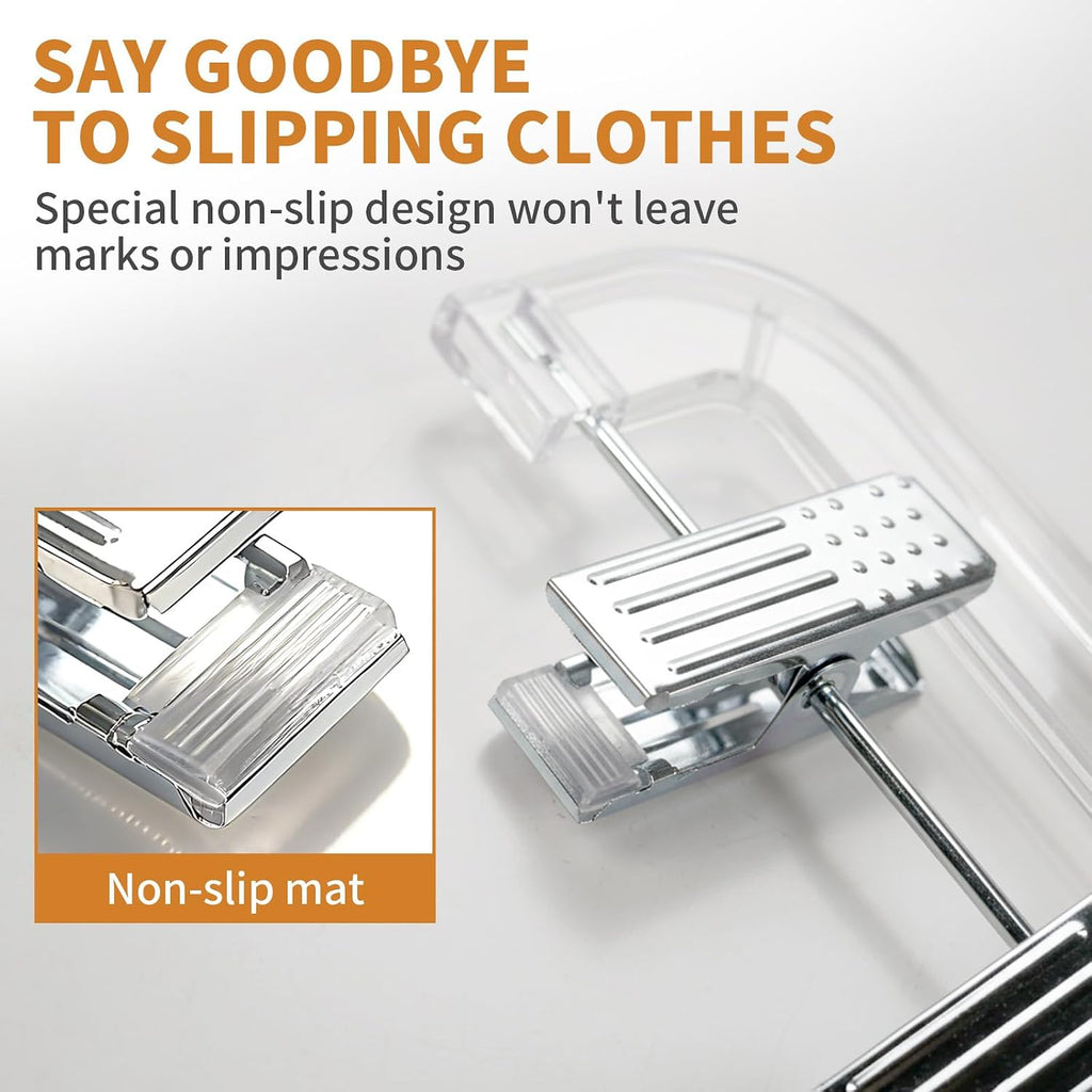 12 Pack Clear Plastic Skirt Hangers, Pants Hangers with Clips