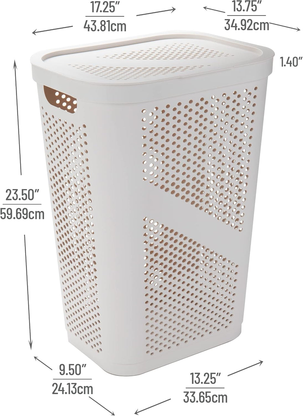 Mind Reader 60L Slim Laundry Hampers, Geometric Cutouts, Set of 2, Ivory