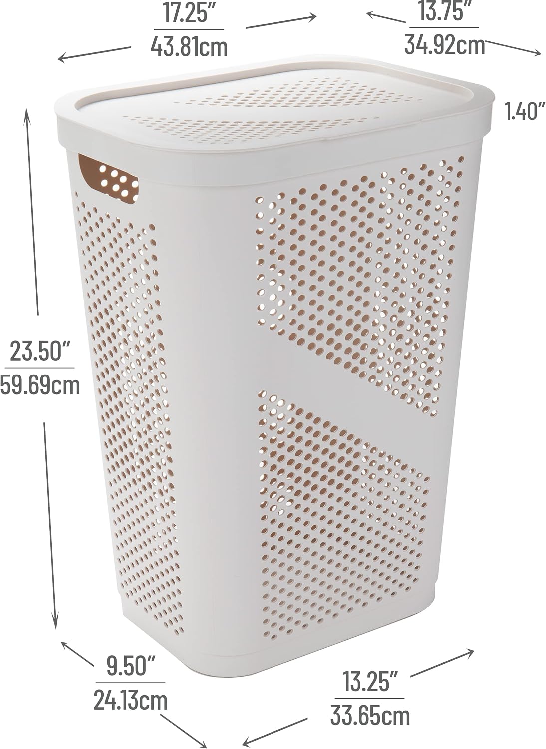 Mind Reader 60L Slim Laundry Hampers, Geometric Cutouts, Set of 2, Ivory
