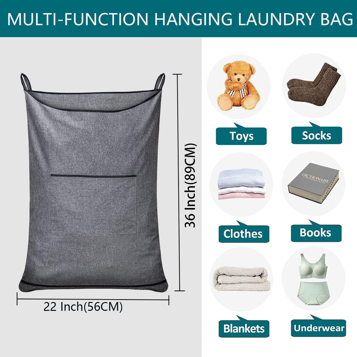 Hanging Laundry Hamper,Door Hanging Hamper with Width Opening for Bathroom,Dorm, Home.