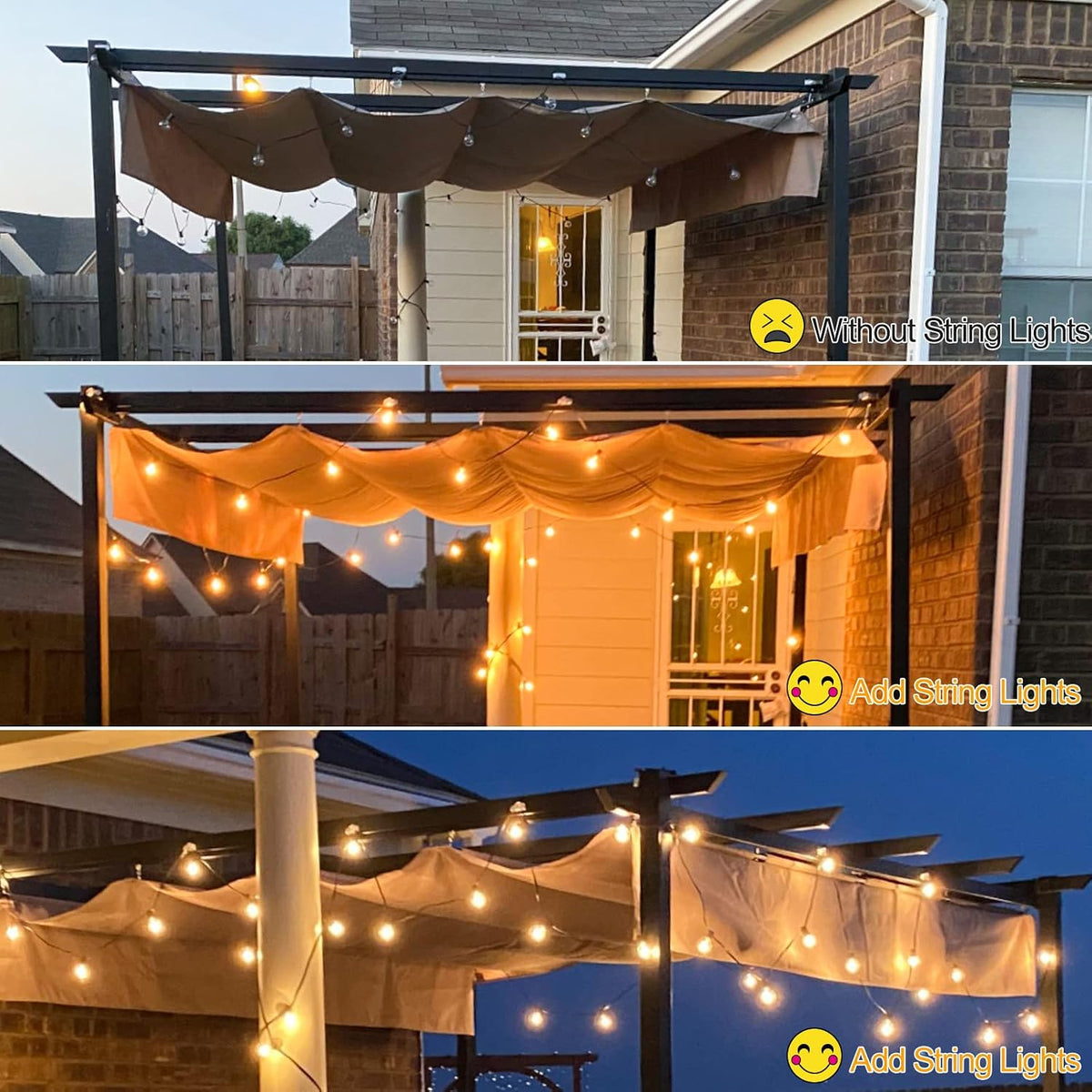 Outdoor String Lights 100FT LED Outside Patio Light Updated Waterproof Gazebo Lighting Shatterproof UL Listed G40 Globes 0.6W Efficient Connectable Decor Yard Café Exterior