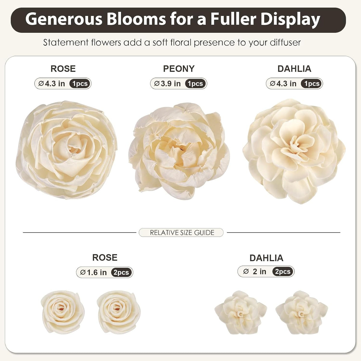 Reed Diffuser Set with 7 Sola Wood Flowers & Fiber Diffuser Sticks