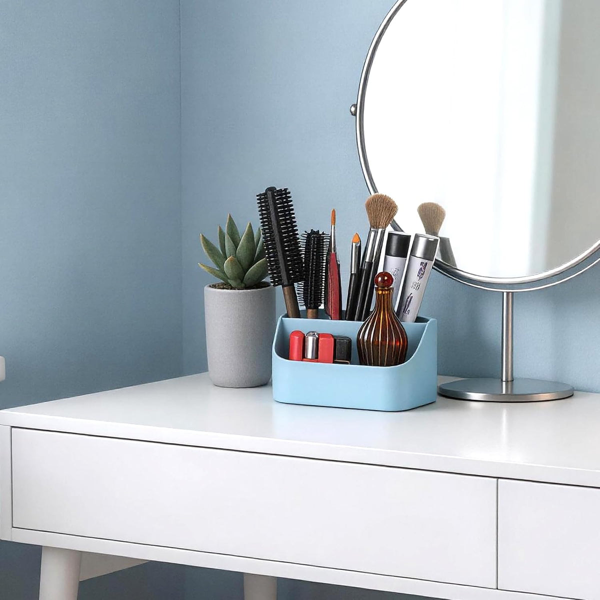 5 Slots Countertop Plastic Toothpaste and Toothbrush Holder for Bathroom