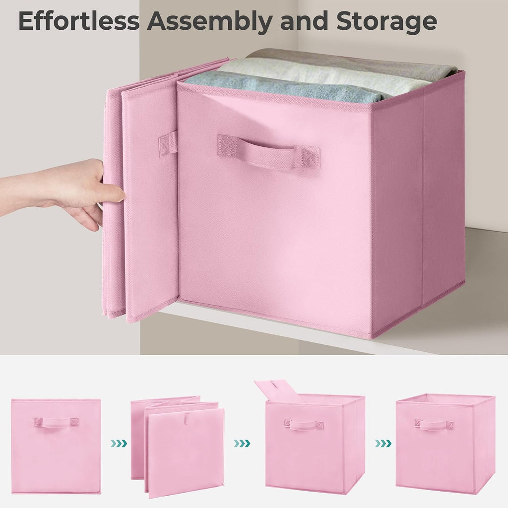 11x11 Storage Bins, Set of 3 Storage Cubes, Collapsible Cube Storage Box, Fabric Closet Organizers with Handles for Home, Office, Closet Shelf Cabinet, Bookcase, Multi-Color