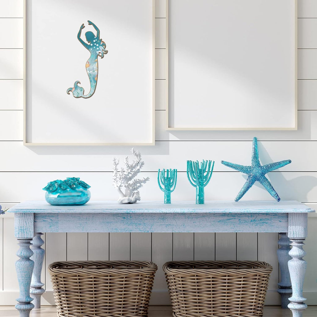 Demissle Metal Mermaid Wall Art Decor, 15 x 9.7 Inches, Stylish Style