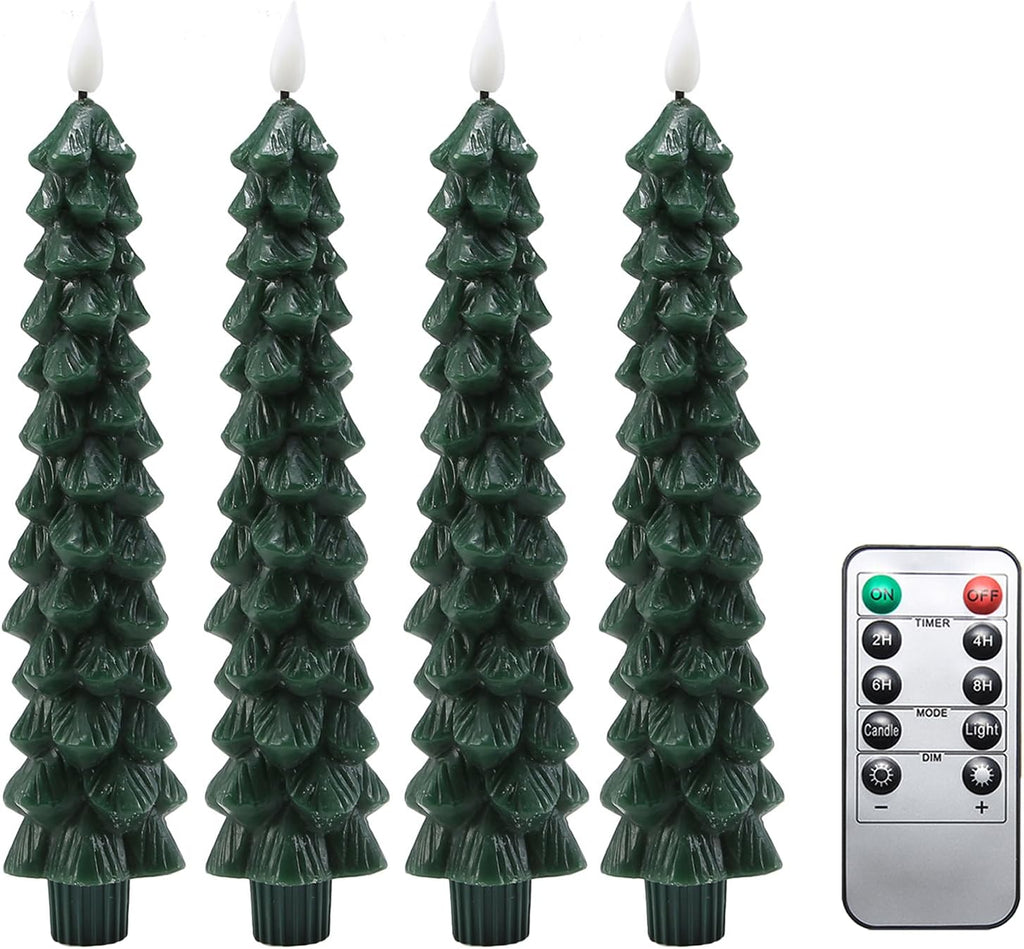 Christmas Decorations for Home, Christmas Tree Flameless Taper Candles