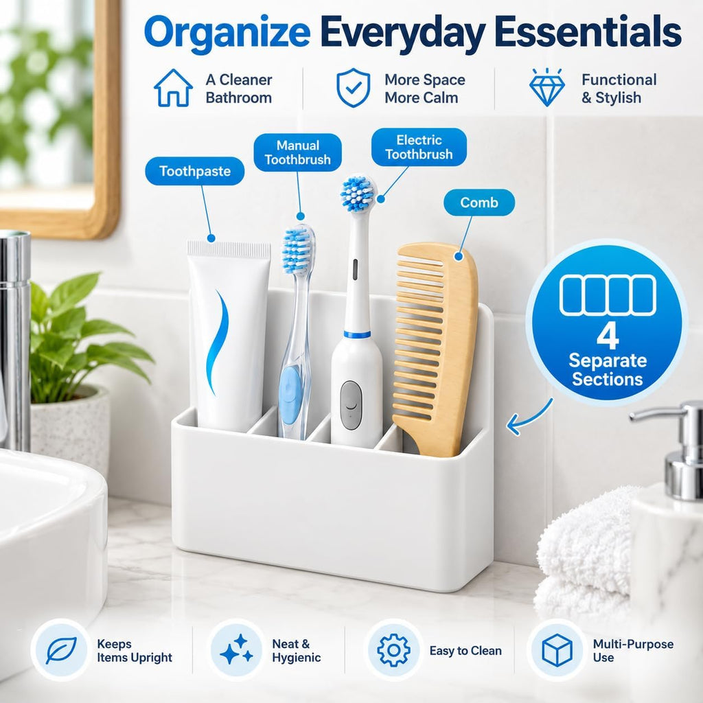 Magnetic Toothbrush & Toothpaste Holder for Cruise Ships, Wall‑Mounted Cruise Bathroom Organizer, Compact Travel Storage, 2025 Cruise Essentials
