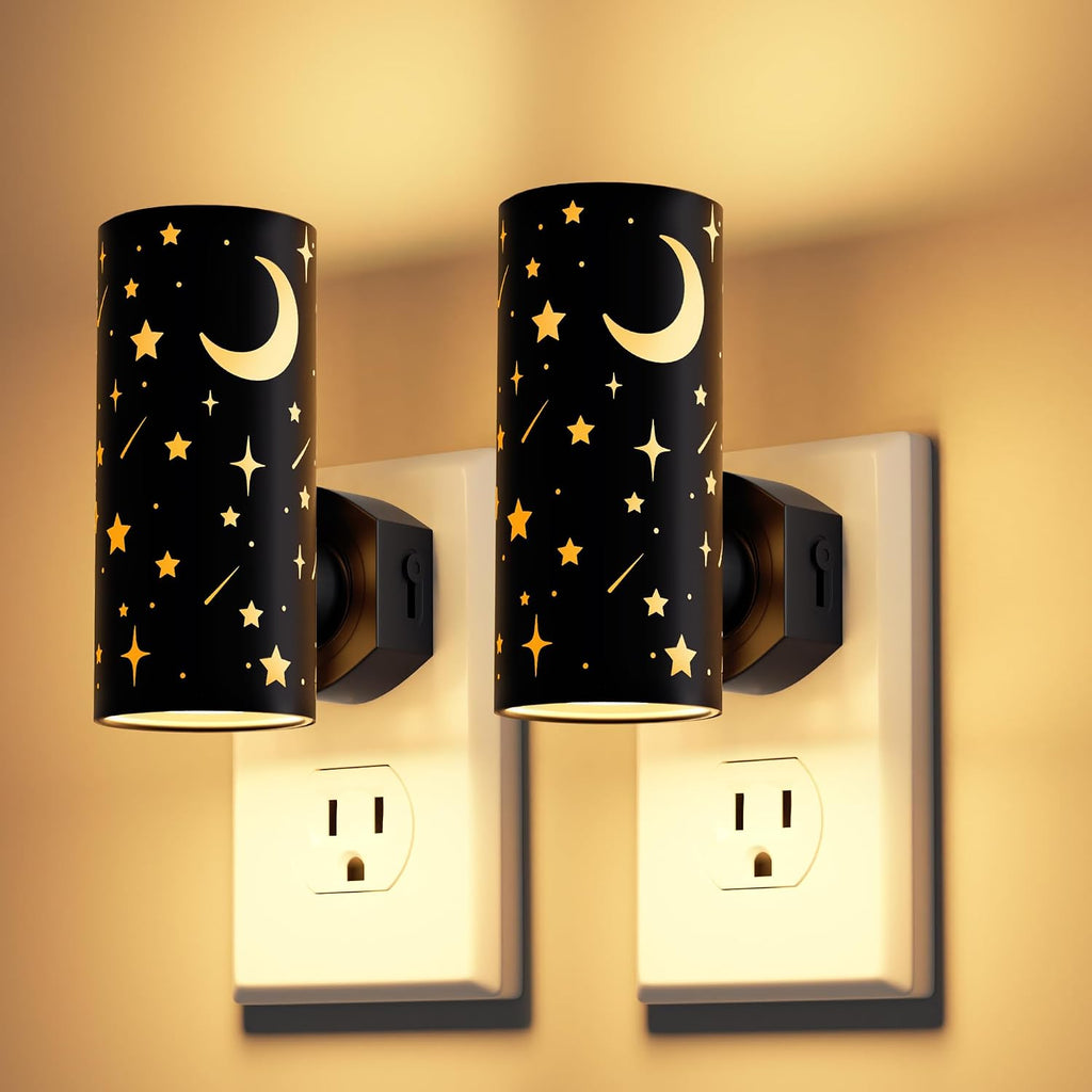 LED Night Lights Plug into Wall, Bright Nightlights, Black Stars