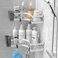 AKTECKE Shower Caddy Corner Organizer Shelf: 2Pack Adhesive Shower Essentials Accessories - No-Drilling Stainless Steel Bathroom Storage Rack with Hooks