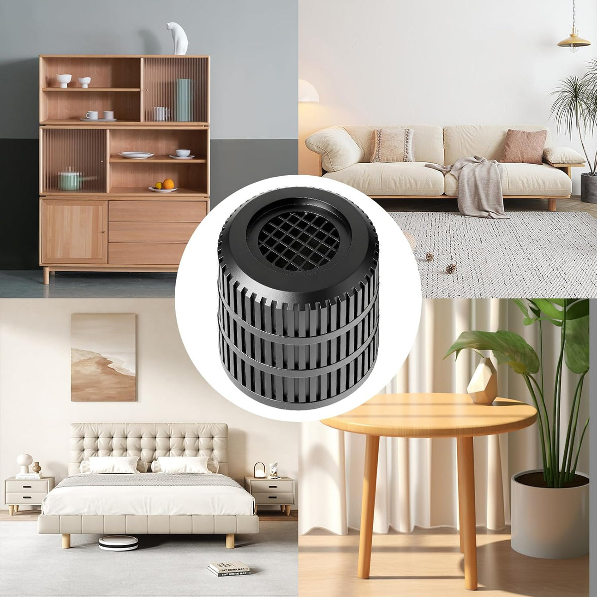 Round Bed Risers Furniture Risers – Heavy Duty Anti-Slip Adjustable(1.3" - 3.7" Hgt) Bed Lifts Riser for Desk, Table, Couch, Sofa, Chair, Refrigerator & Washing Machine (3.7 Inch, Black, 4 Pack )