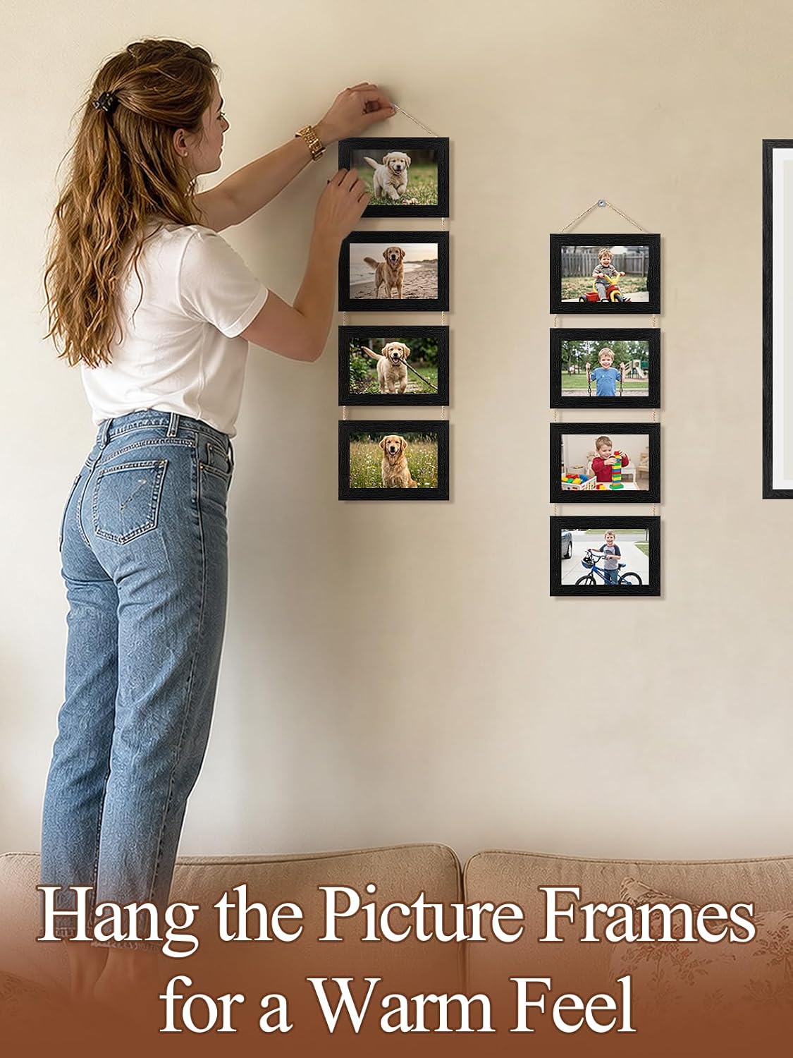 4x6 Wooden Hanging Collage Picture Frames, Farmhouse Wall Decor, 8 Openings