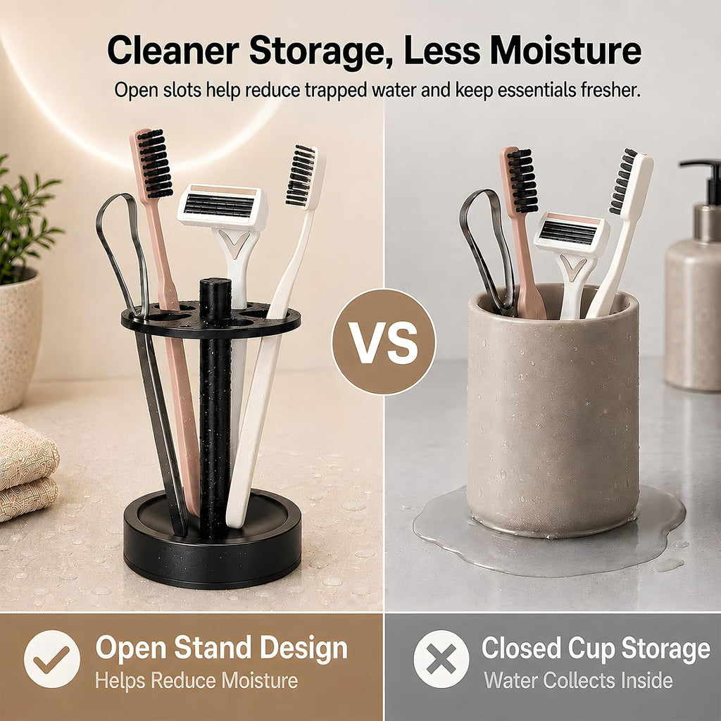 5 Slots Open-Design Bathroom Toothbrush Holder Stand for Manual Toothbrush