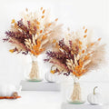 HUMINBO Fall Decor Autumn Decorations for Home - Boho Flowers Orange Pampas Grass Decor Fluffy Dried Flower Bouquet Dry Pompas 17"-95-Pcs Pompous (2 Pack)