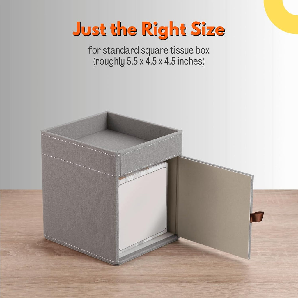 LAMOTI Tissue Box Cover Square with Storage, PU Leather Cube Tissue Holder