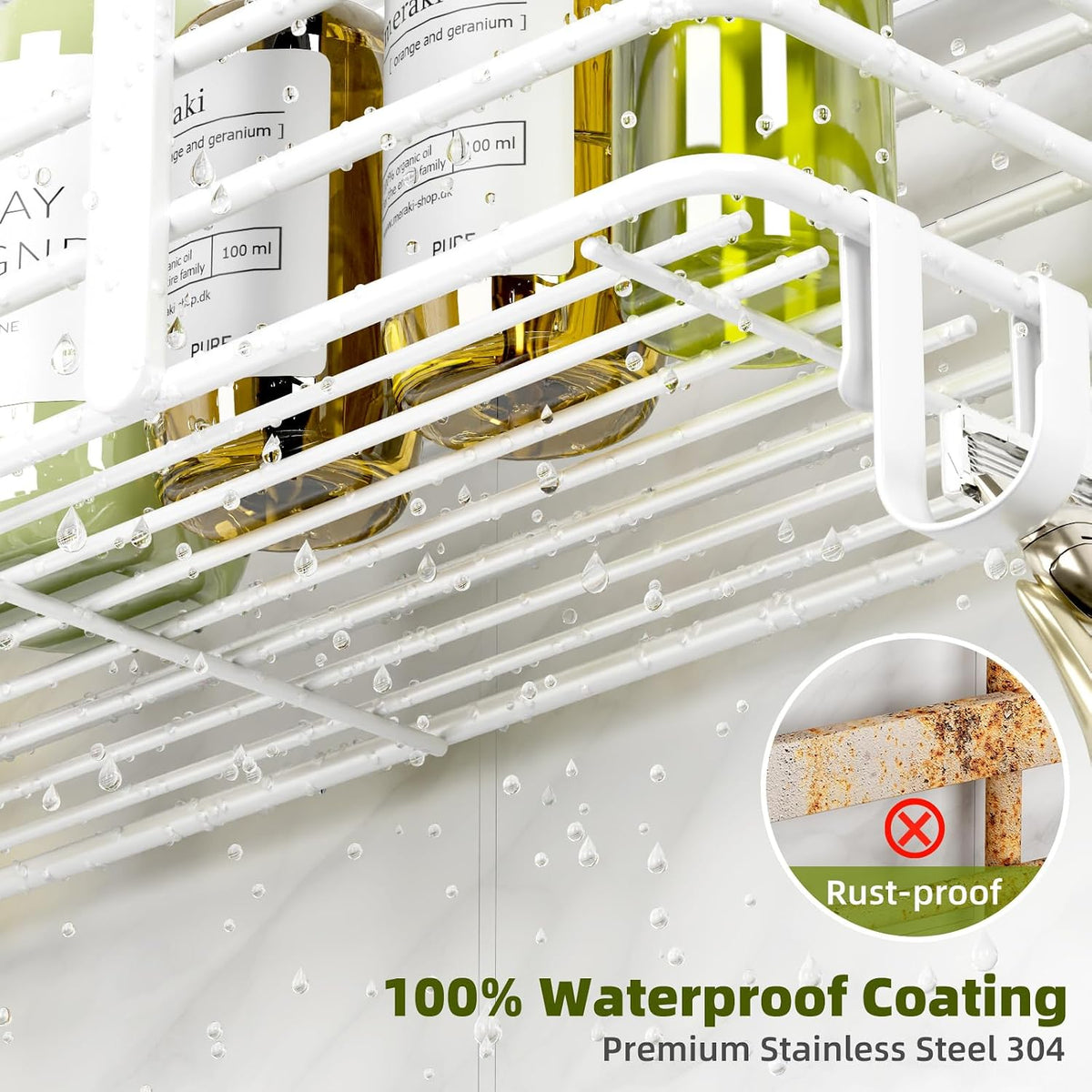 Yougai White Shower Caddy, Bathroom Organizers and Storage