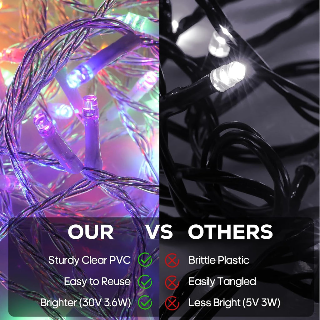 300 LED Christmas Fairy String Lights, Outdoor 128FT Waterproof Twinkle Lights, Color Changing String Lights, 11 Lighting Modes, Timing, Christmas Decoration-Multicolor to Cold White