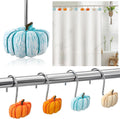 Reallnaive 12 Pcs Pumpkin Fall Shower Curtain Hooks Farmhouse, Blue