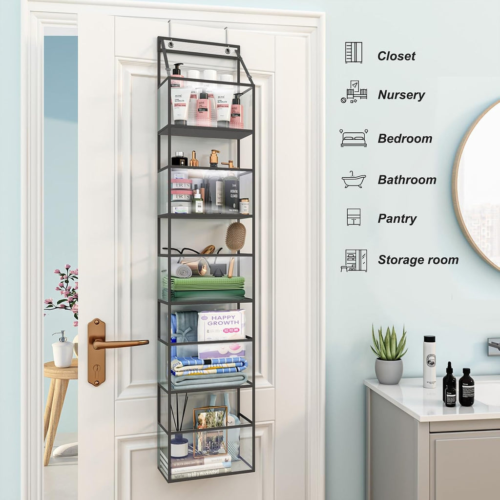 Over Door Organizer Hanging Storage 5 Shelf Clear Pockets Pantry Closet