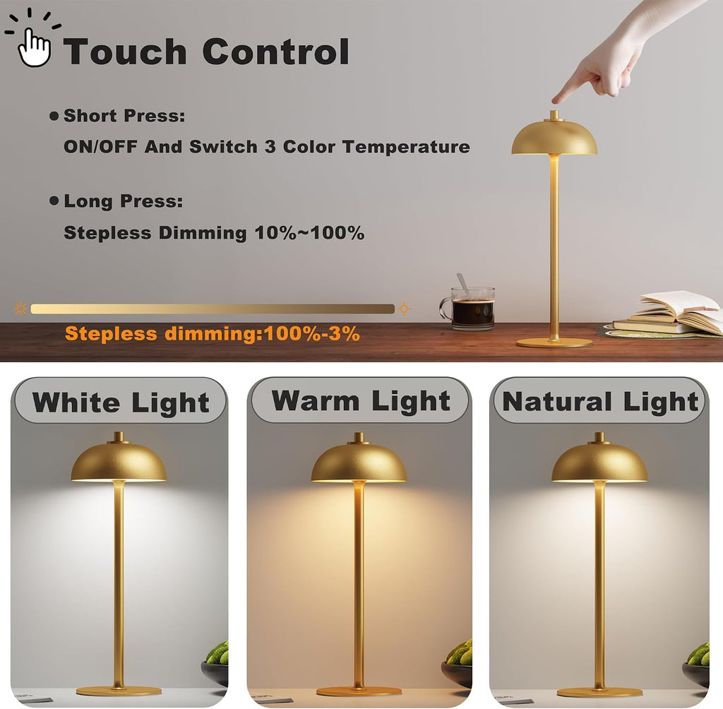 1 Pack Cordless Table Lamp Rechargeable, 5000mAh Battery Table Light