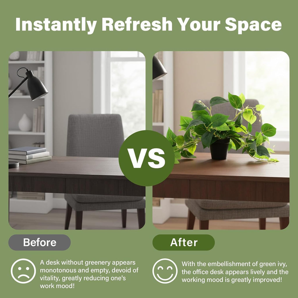 Tiita Artificial Pothos Plant in Pot, 1 Pack for Desk and Shelf Decor
