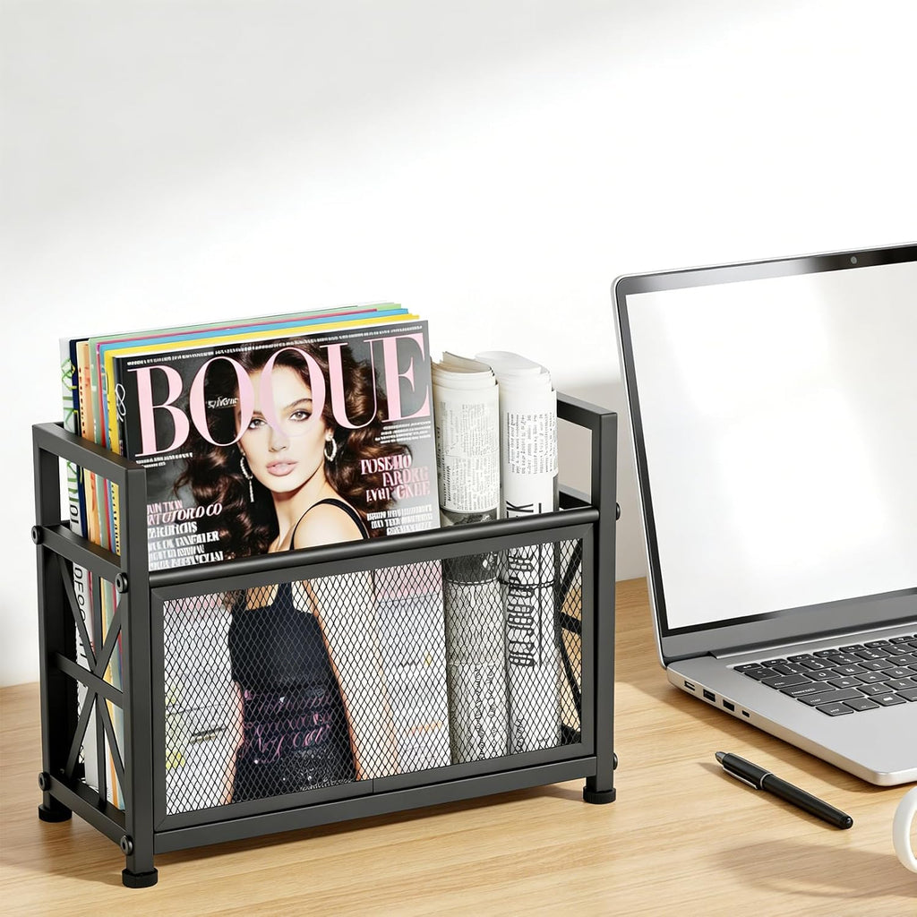 Magazine Rack Floor, Black Magazine Holder, Magazine Storage Basket