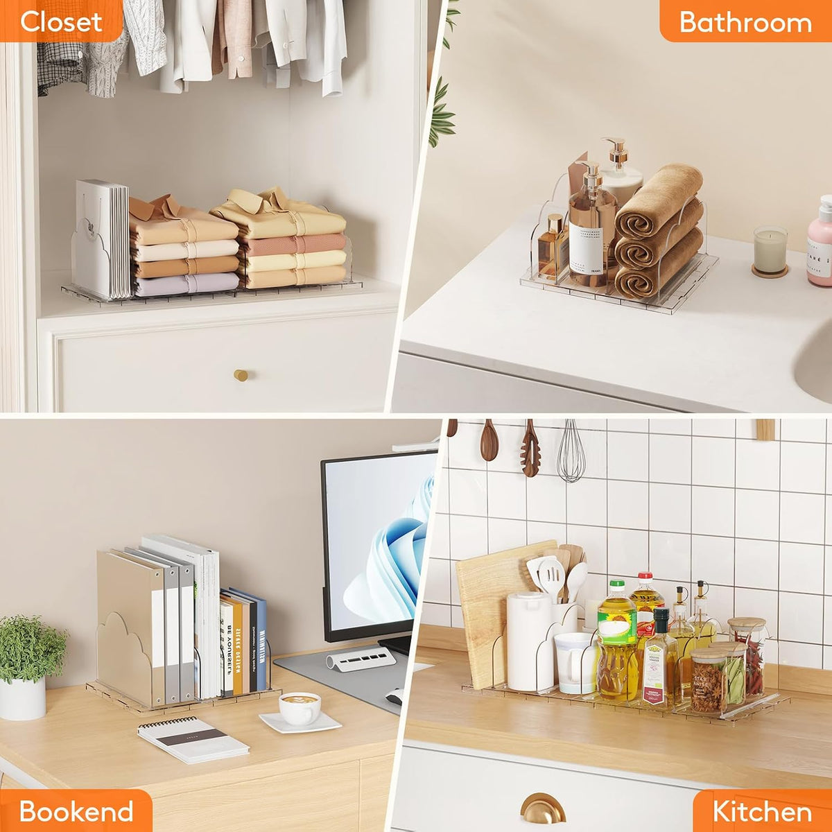 Lifewit Purse Organizer for Closet, Adjustable Clear Handbag Shelf Dividers