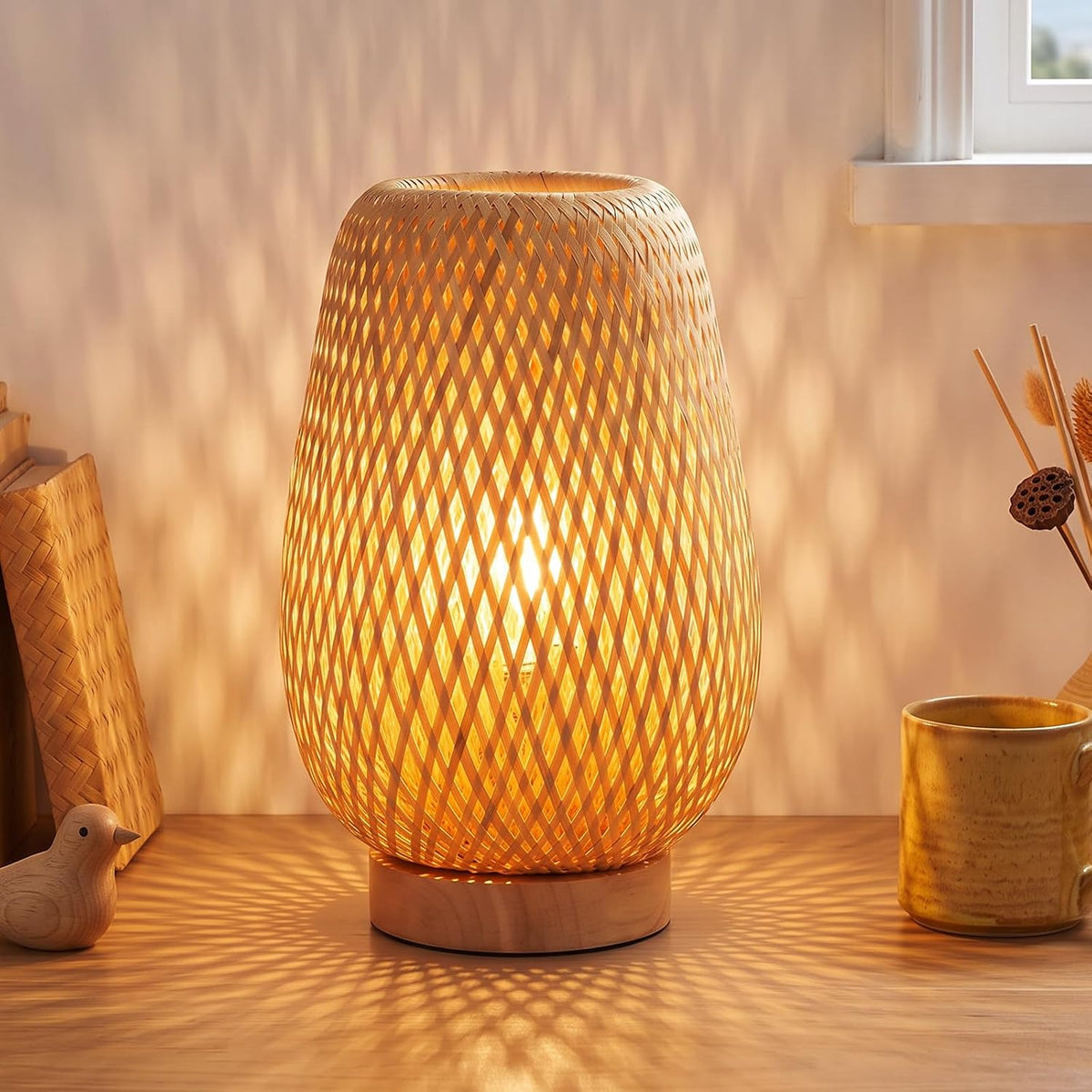 Arturesthome Bamboo Table Light Dimmable Beside Light LED Bulb Included