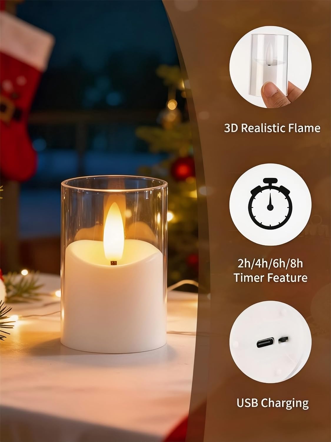 Rechargeable Flameless Tea Light Candles with Timer Remote, 1.7"x2.5" Acrylic Small Votive Electric LED Candles Battery Operated for Halloween Christmas Wedding Decor (Pack of 6, White)