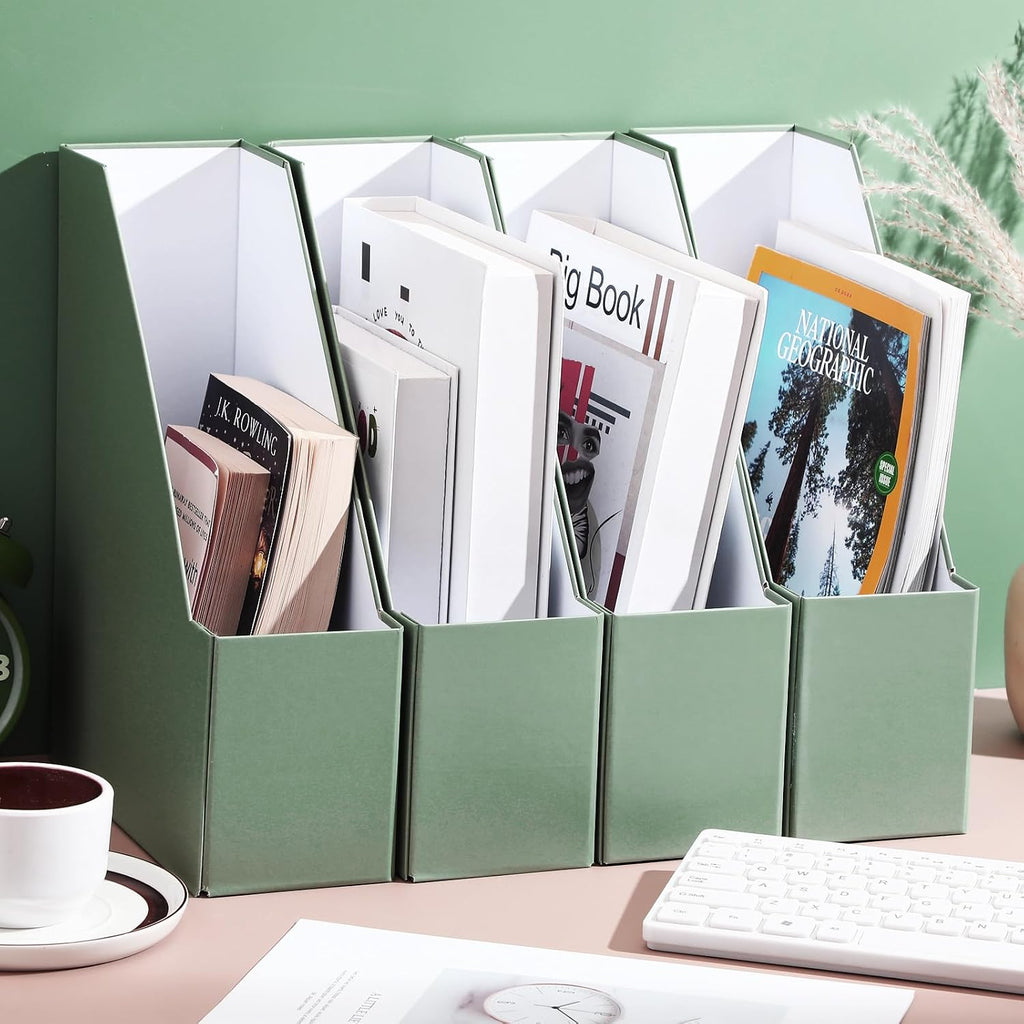 Feifeiya Magazine Holder Set of 6 Cardboard File Holder Desk, Sage Green