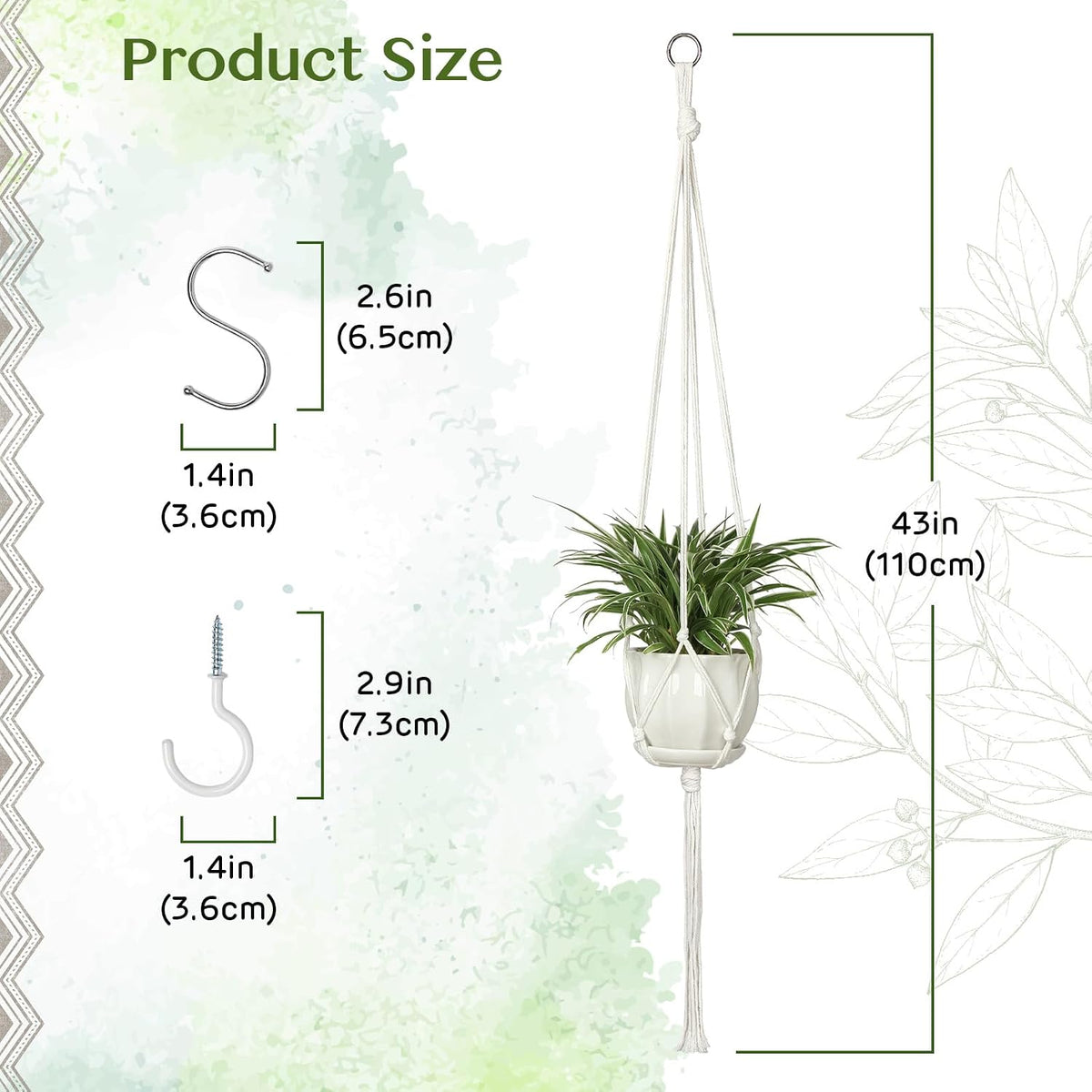 AOMGD 6 Pack Macrame Plant Hanger Indoor Hanging Planters, 43", Ivory