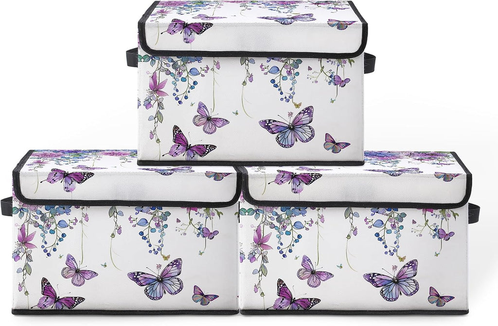 Fabric Storage Bins with Lids,Under Bed Storage Containers 3Pack