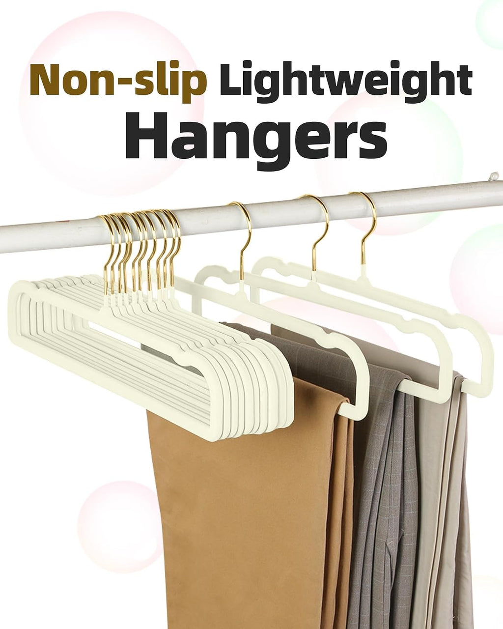 20 Pack Velvet Pants Hangers for Closet Space Saving, Thin Hanger (White)