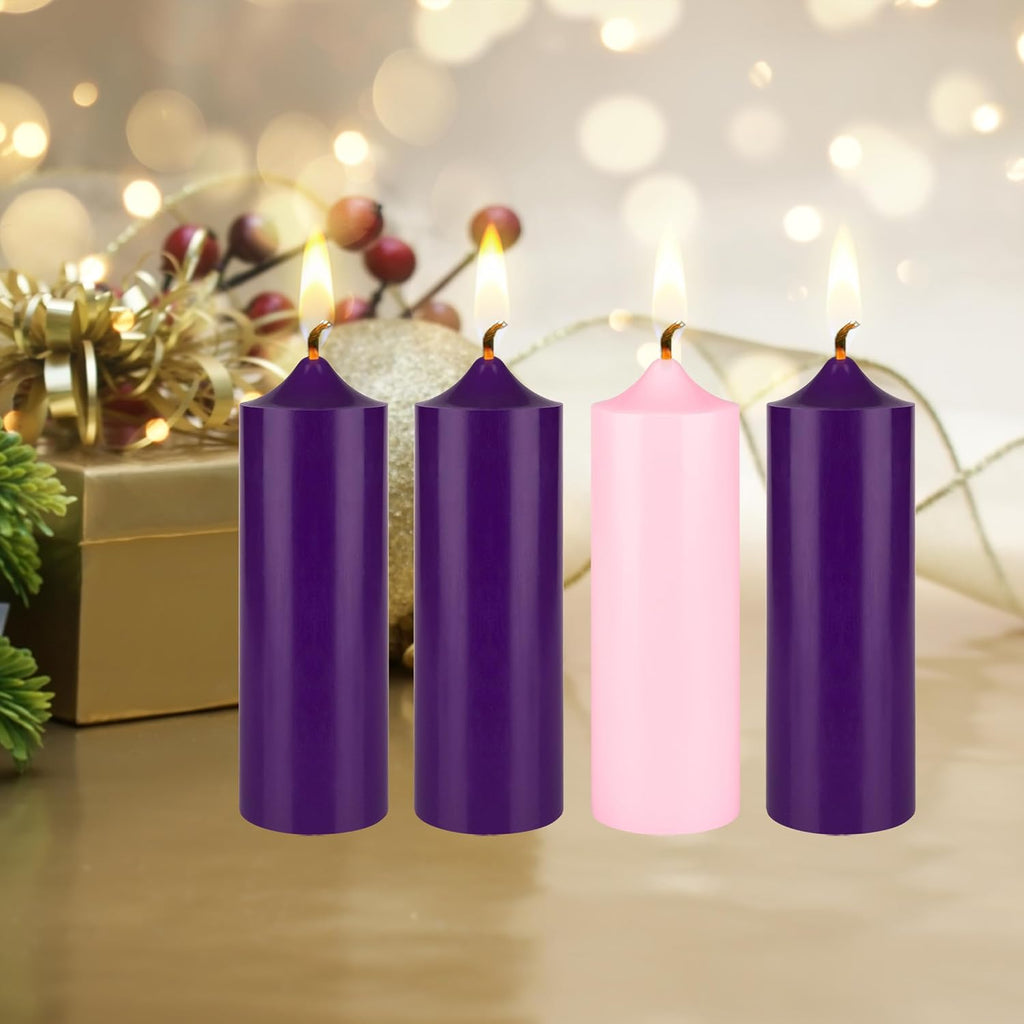 Mega Candles Unscented Advent Bell Top Pillar Candle Set 4 ct 2" x 6"