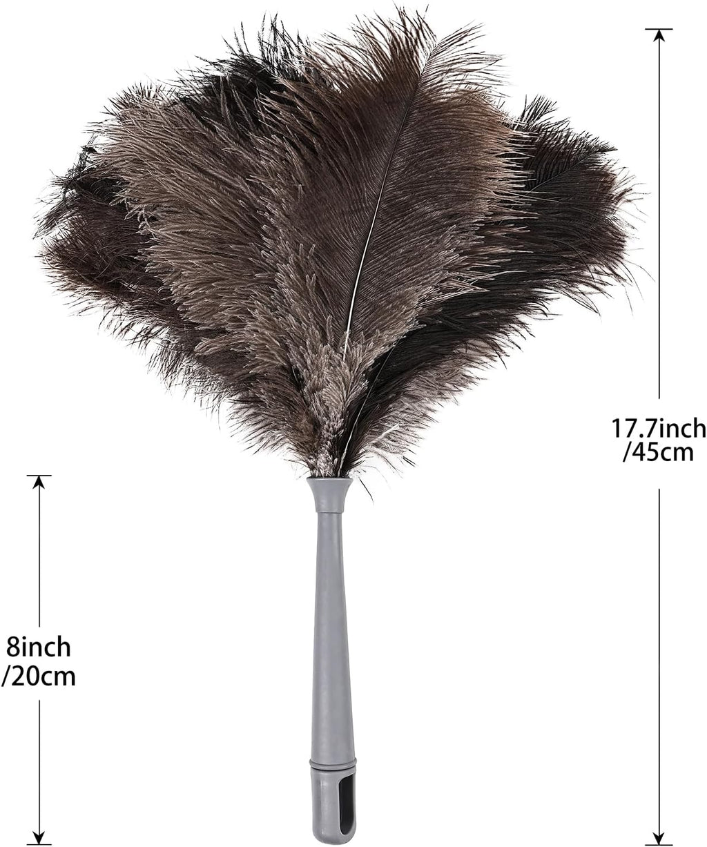 Feather Duster-Genuine Ostrich Feathers,Anti-Static,Reusable Eco-Friendly Handheld Cleaning for Keyboard,Home,Car,Office(17Inch,1Pack)